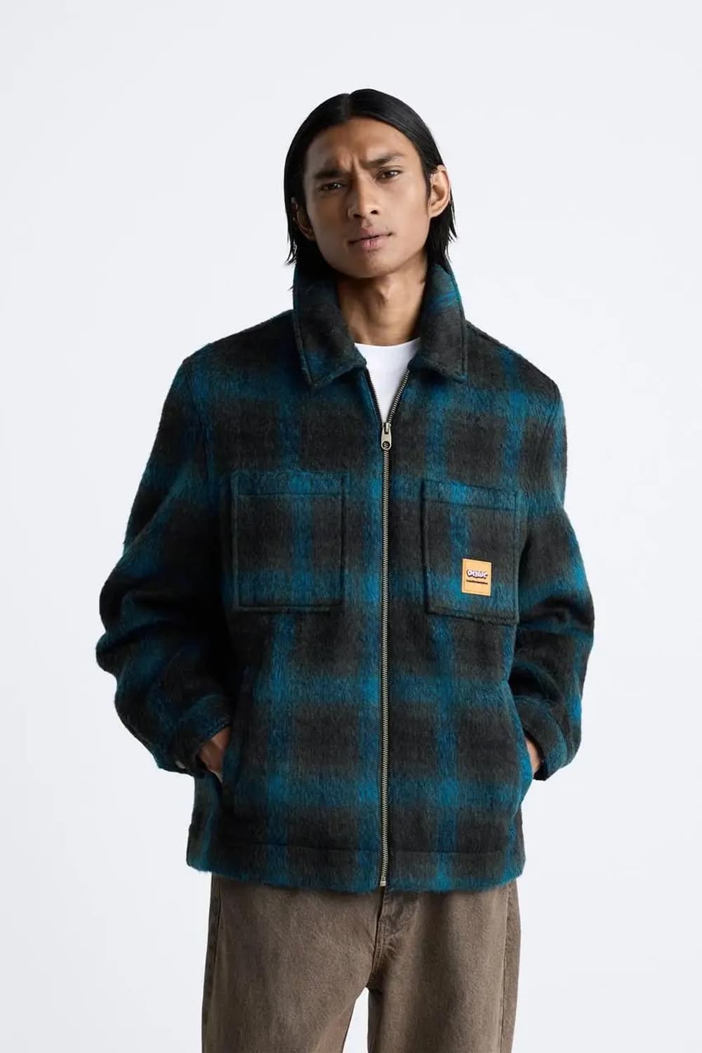 ZARA 자라 체크 플라넬 집업 자켓 S 상품이미지1