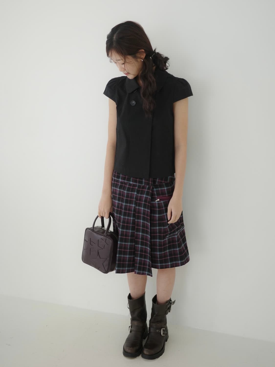 인앤양인하모니 체크 랩 스커트 ♡ 상품이미지2