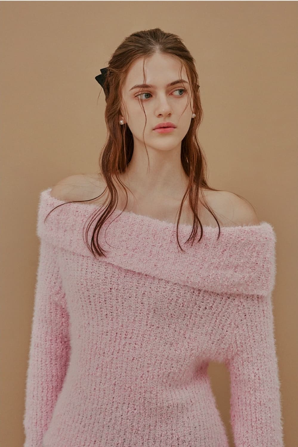 트위 탐페레 소프트 오프숄더 퍼 니트(아이보리) 상품이미지3