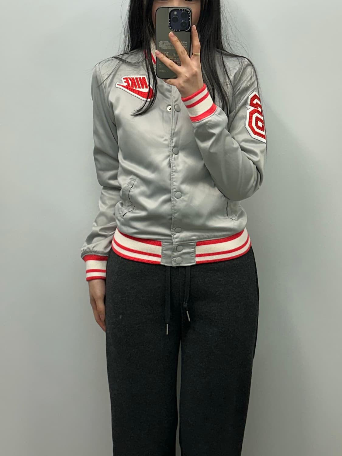 나이키 00s 실버 봄버 바시티 자켓 상품이미지1