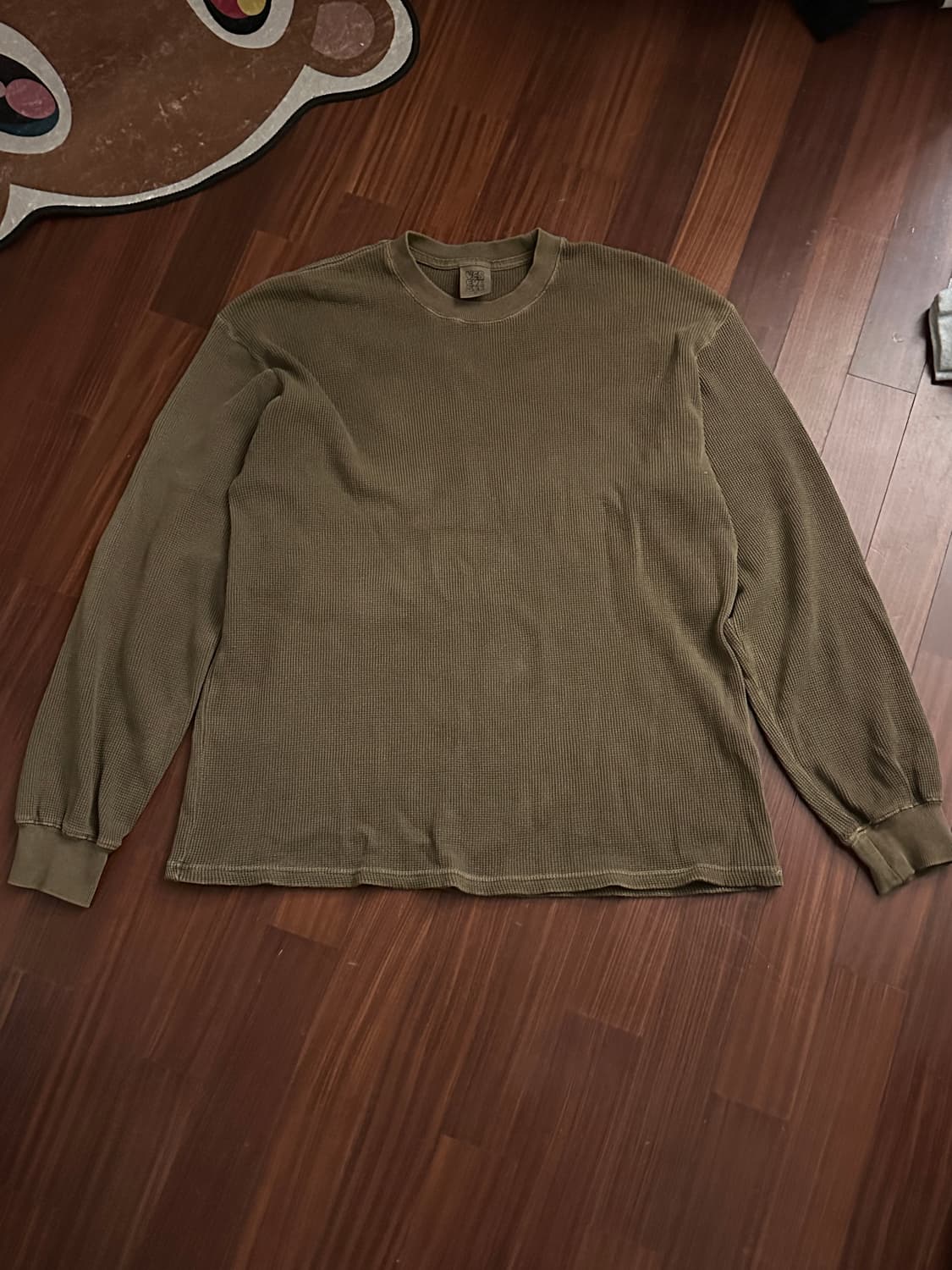 예스아이씨 올리브 그린 와플 긴팔티 상품이미지3