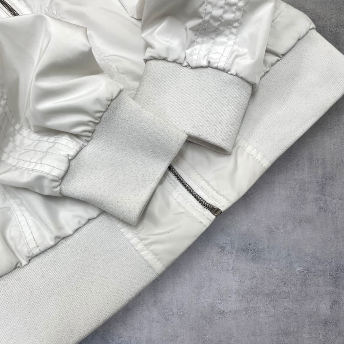 에스크 Ask 화이트 Y2K 셔링 후드 바람막이 자켓 L (공용추천) 상품이미지6