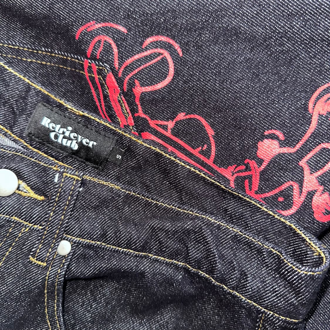 리트리버클럽 래빗 데님팬츠 인디고 블랙 s사이즈 판매합니다 상품이미지3