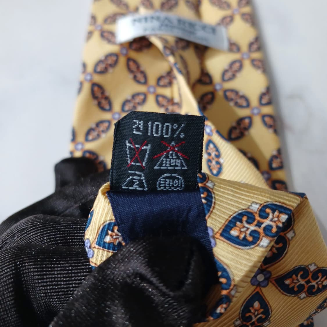 니나리치 실크 옐로우 패턴 넥타이 10cm A+등급 E937 상품이미지10