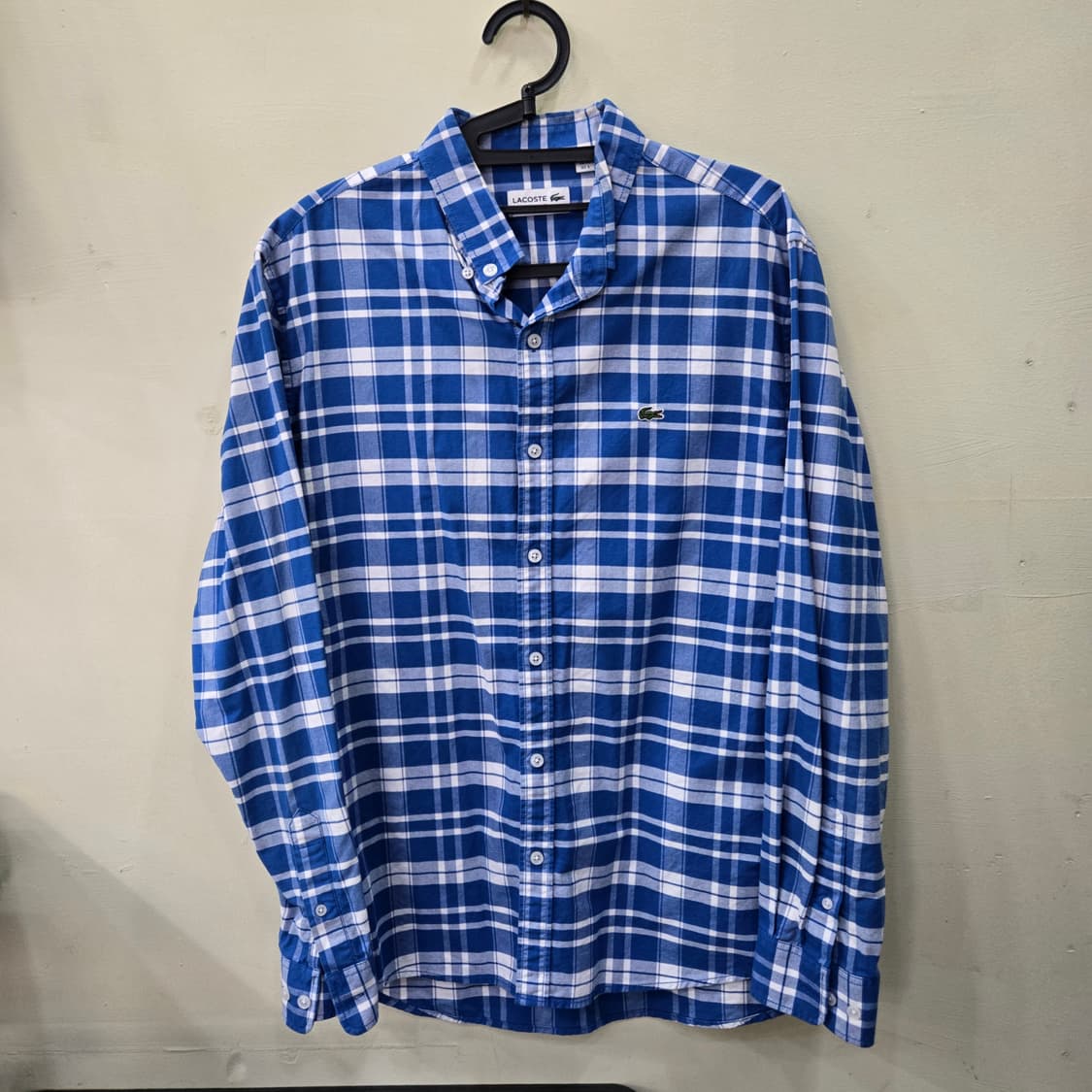 [100] 10’s LACOSTE 슬림핏 체크 셔츠 (블루) 상품이미지1