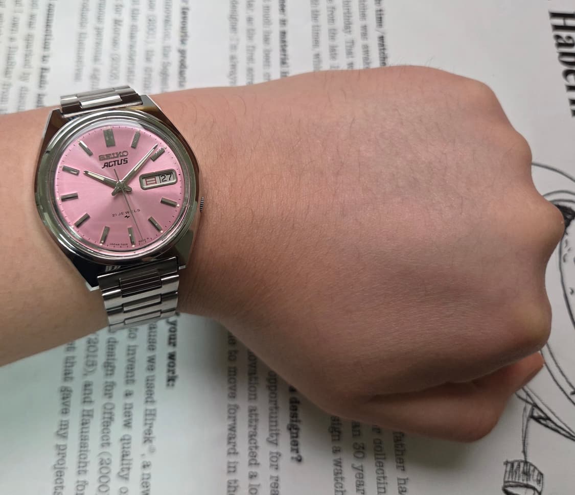 빈티지 세이코 액투스 한자 데이데이트 캔디핑크 7019 오토매틱 브레이슬 상품이미지8