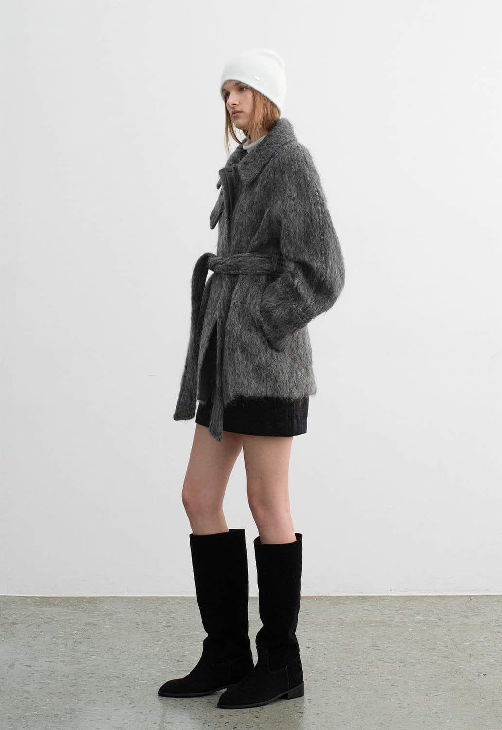 Atelier Nain 모헤어 울 벨트 하프 코트 상품이미지6