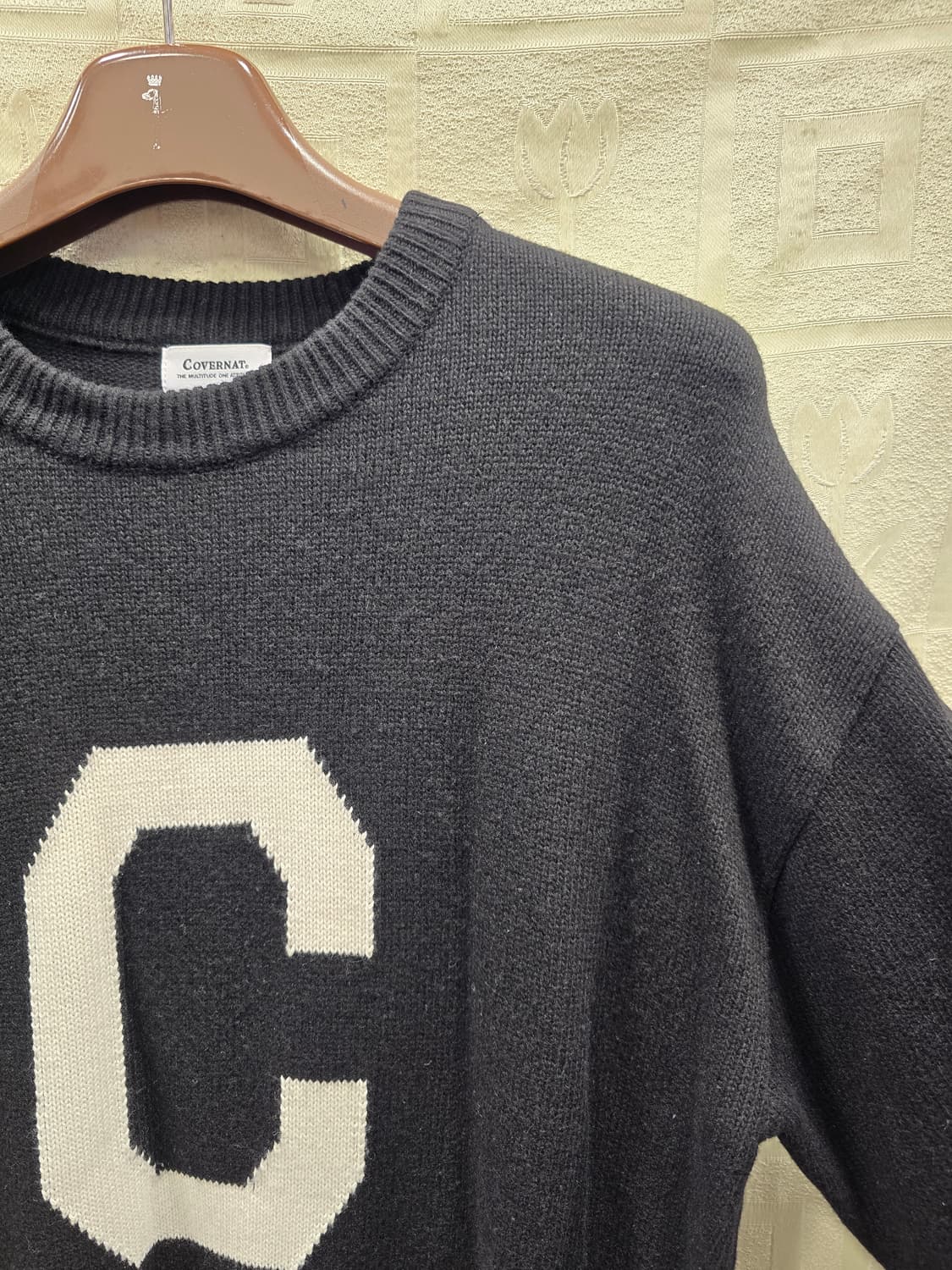 커버낫 C 로고 니트 티셔츠 블랙 L 상품이미지3