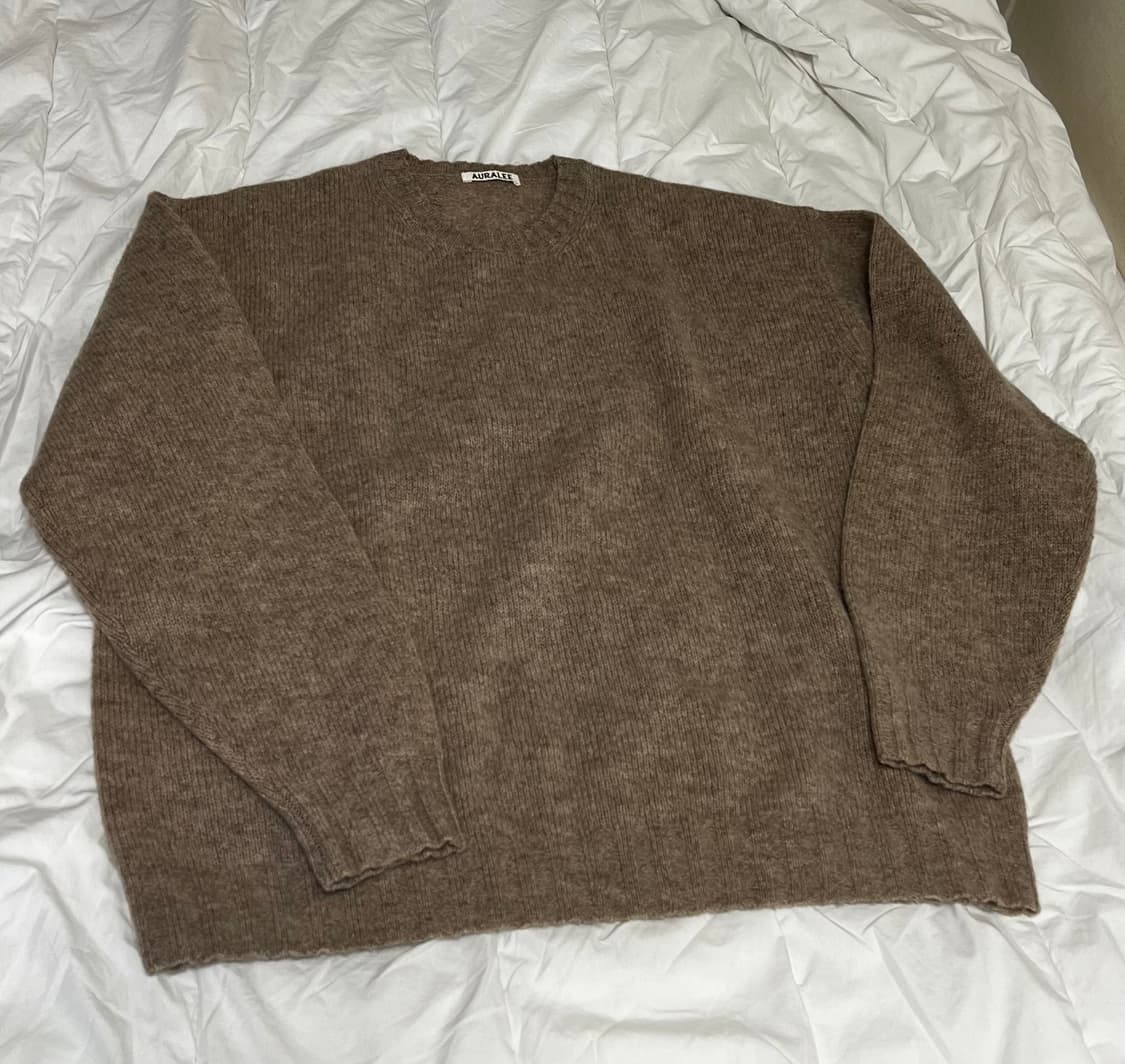 오라리 24AW 셰틀랜드 울 캐시미어 니트 P/O 5사이즈 탑베이지 상품이미지3