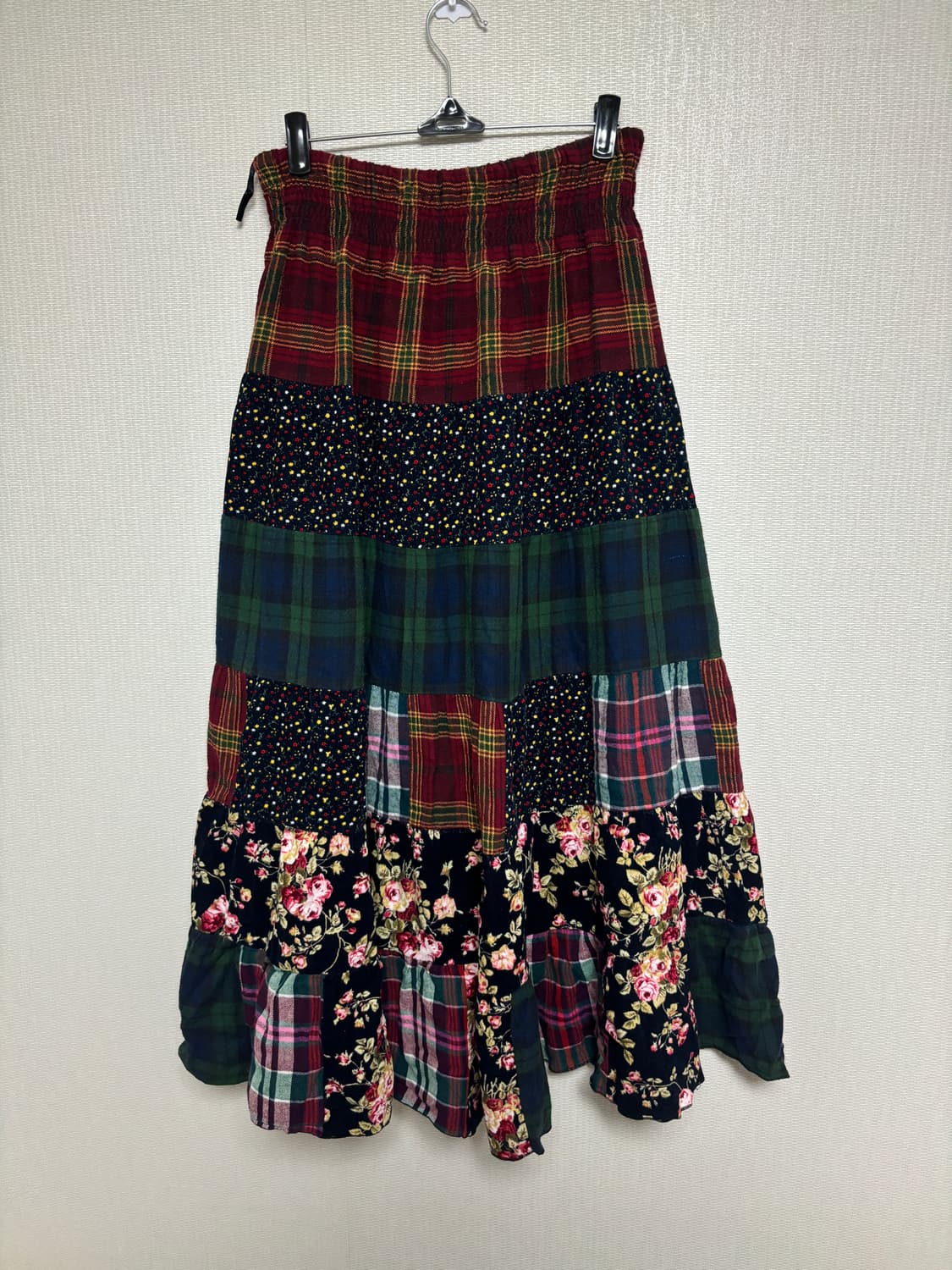 모리 체크 패치 롱스커트 상품이미지4