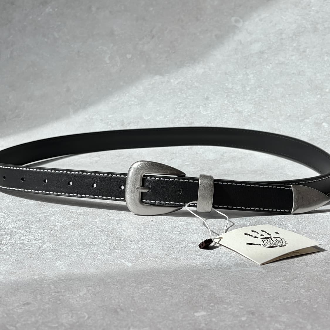 Oribell 이탈리아 베라펠레 인증 가죽 스티치 클래식 웨스턴 벨트 상품이미지4