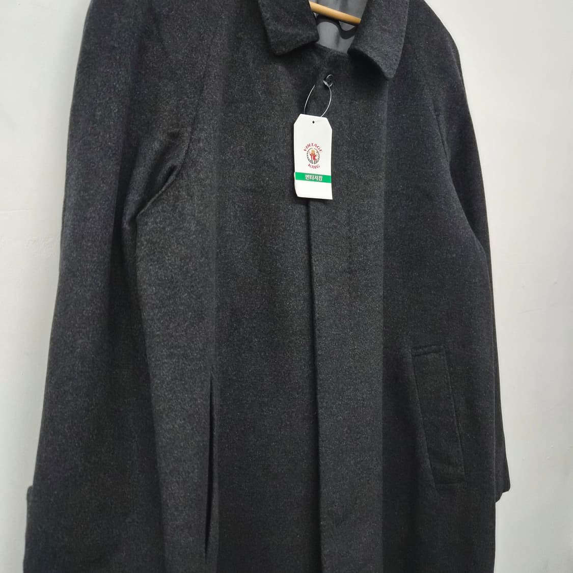 캐시미어 100% 기본 블랙 미디코트 남녀공용 L 상품이미지2