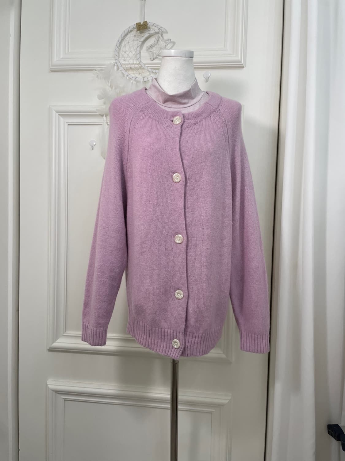 purple pink wool basic reglan cardigan&p 상품이미지1