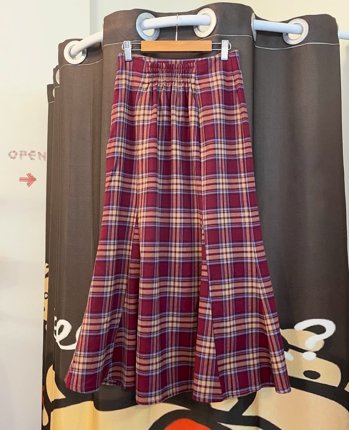 버건디 체크 롱스커트 [무배] 상품이미지3