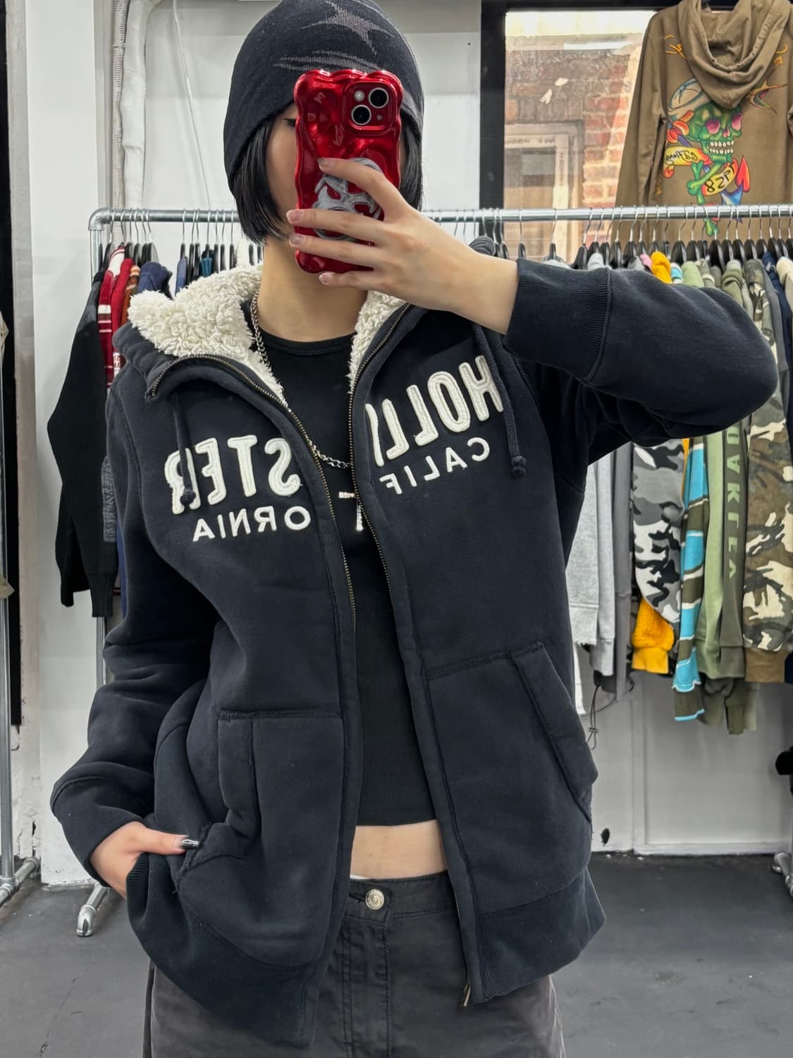 홀리스터 Y2K 블랙 후드집업 상품이미지2