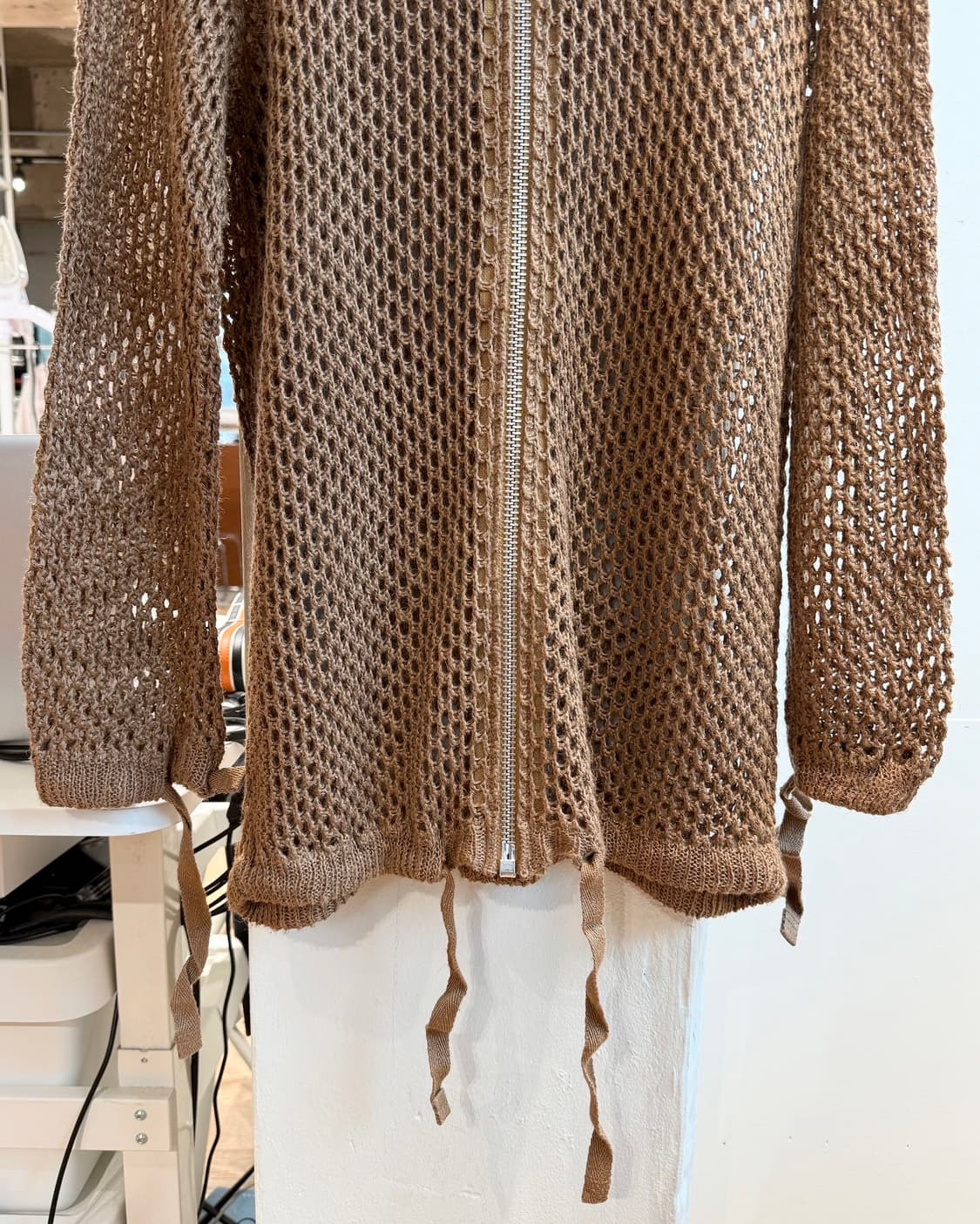 이세이미야케 브라운 오픈워크 니트 집업 상품이미지6