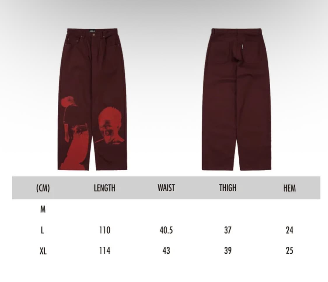 아조바이아조 버건디 팬츠 바지 XL 상품이미지5
