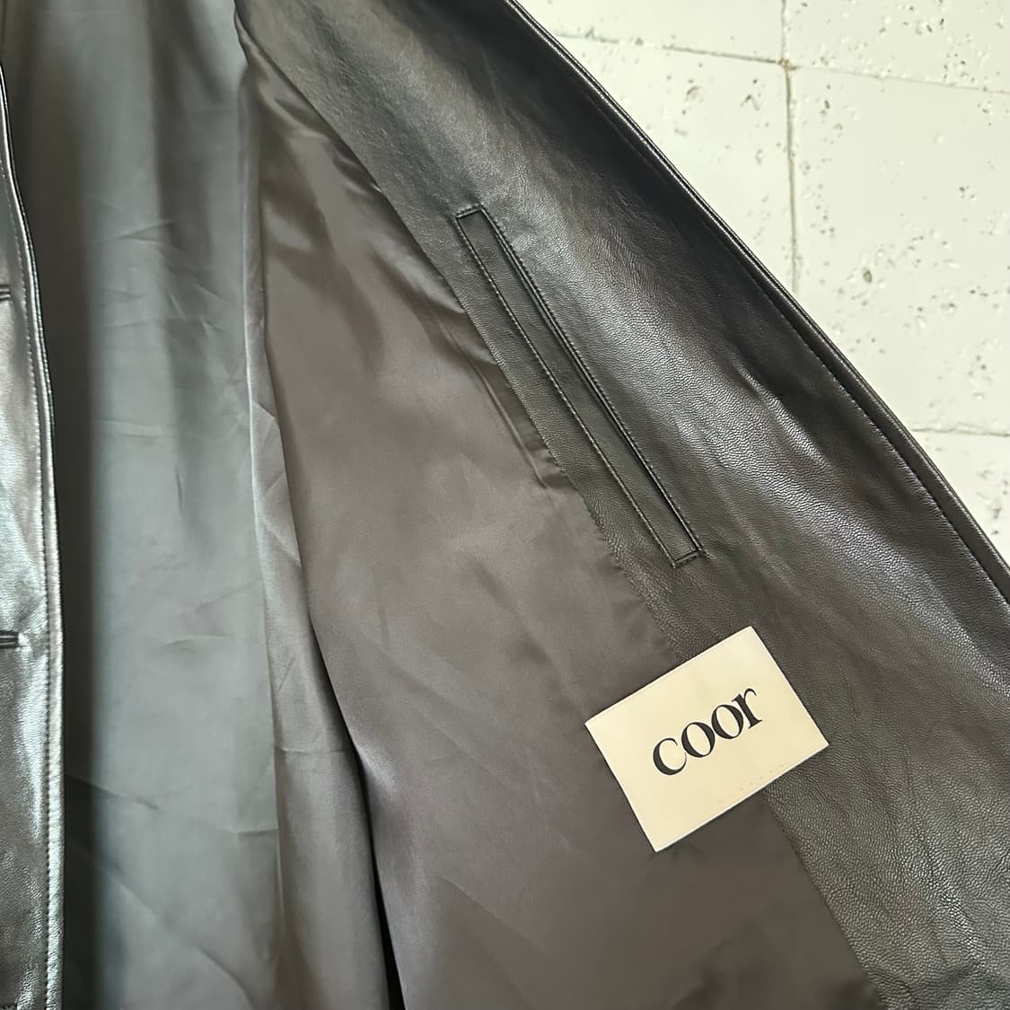 우먼free coor 쿠어 비건 레더 코트 블랙 상품이미지5