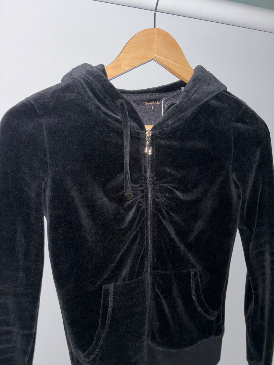 Y2K Black Velvet Slim Fit Zip-Up Hoodie  상품이미지7