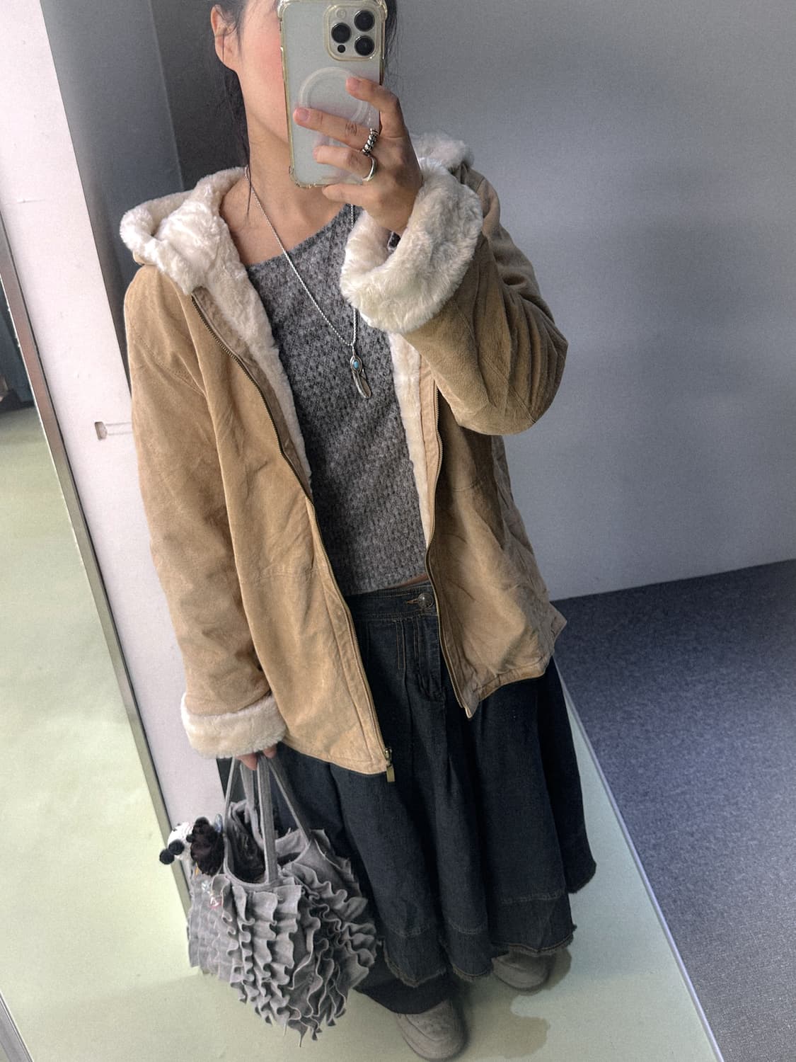 begie suede fur lining hd jacket 상품이미지2