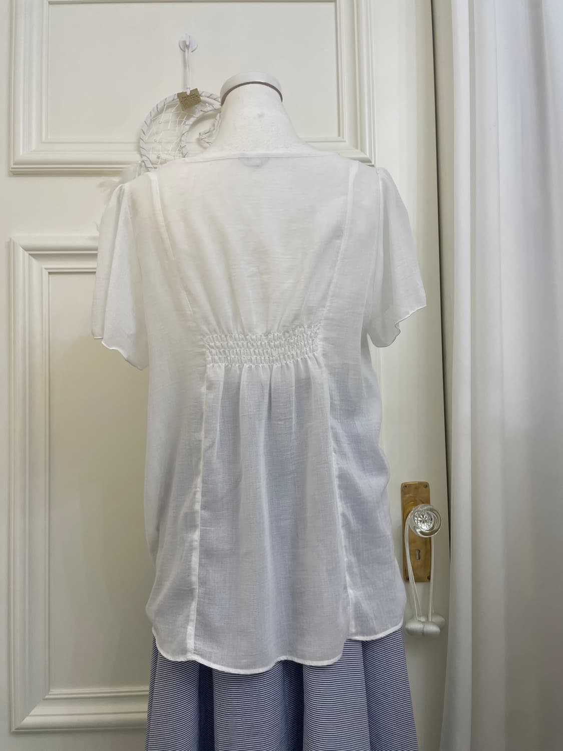 white lace point shirring mori blouse 상품이미지4
