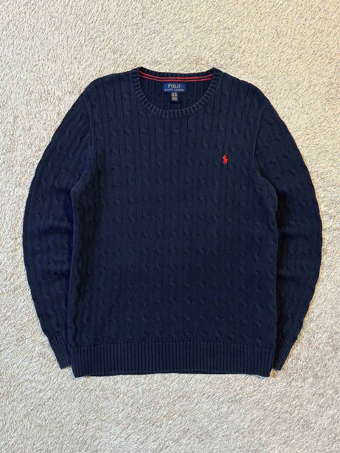 폴로 랄프로렌 신형 레드포니 케이블 코튼 꽈배기 니트 네이비 상품이미지1