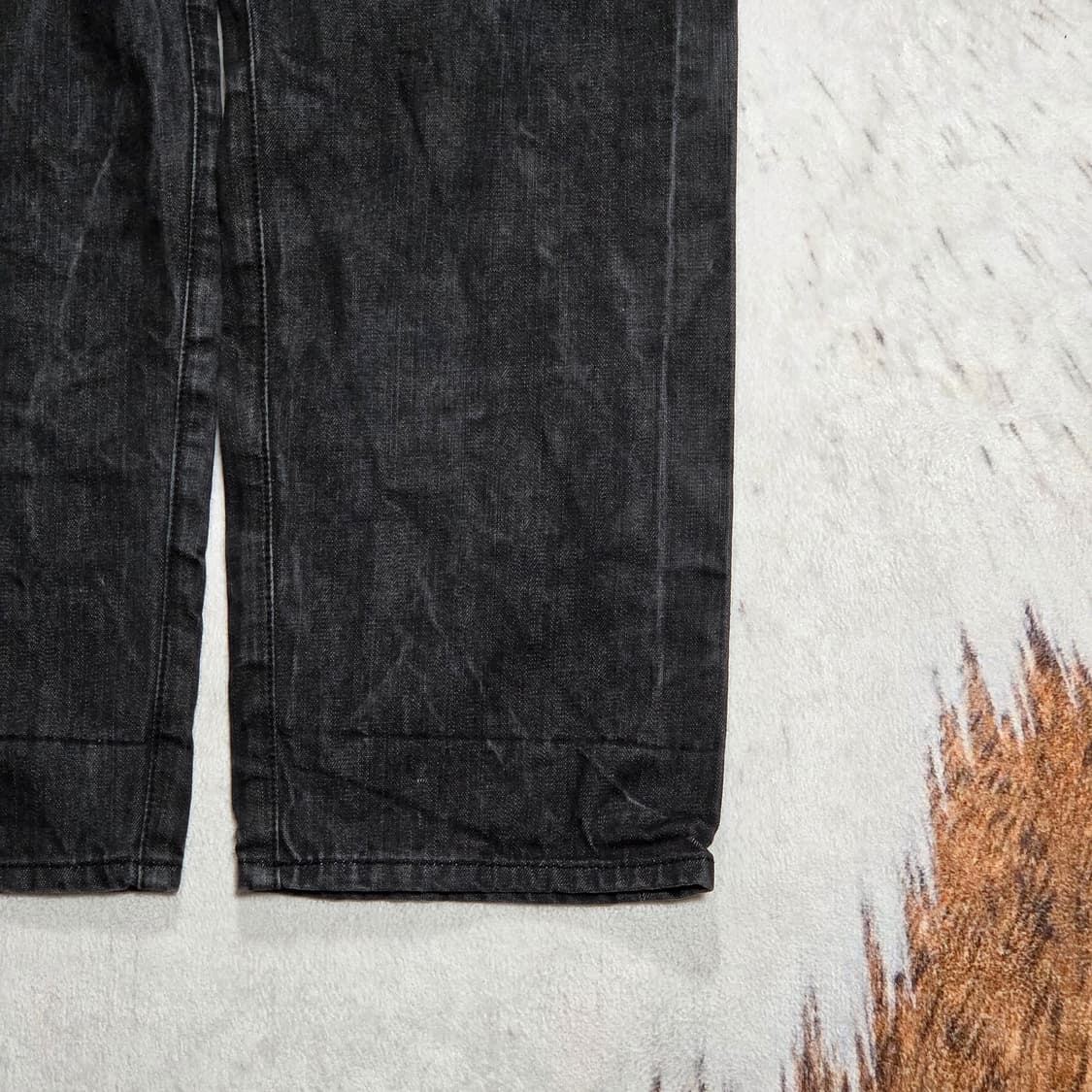 흑청 원 핀턱 빈티지 워싱 와이드 팬츠 상품이미지6