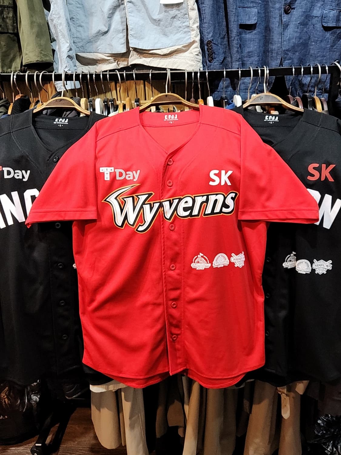 (XL) SK 와이번스 야구져지 빨강 챔피온 우승기념 노마킹 유니폼  상품이미지1