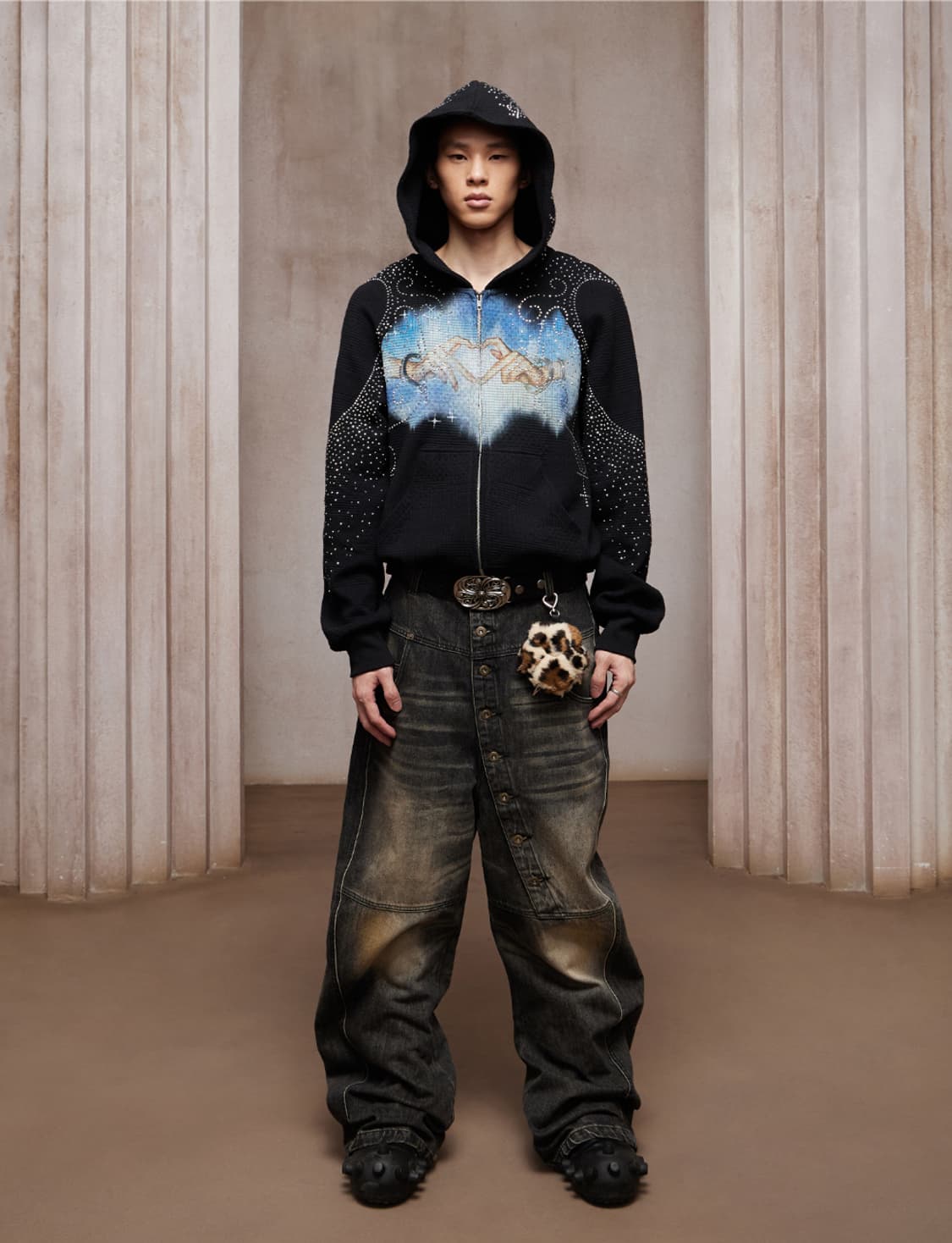 빈티지 그래픽 후드집업 블랙 상품이미지1