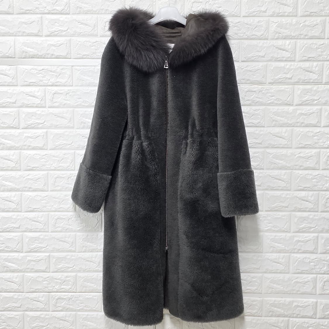 택포// 칼라거펠트 양모 폭스퍼 무스탕 코트 M 상품이미지1