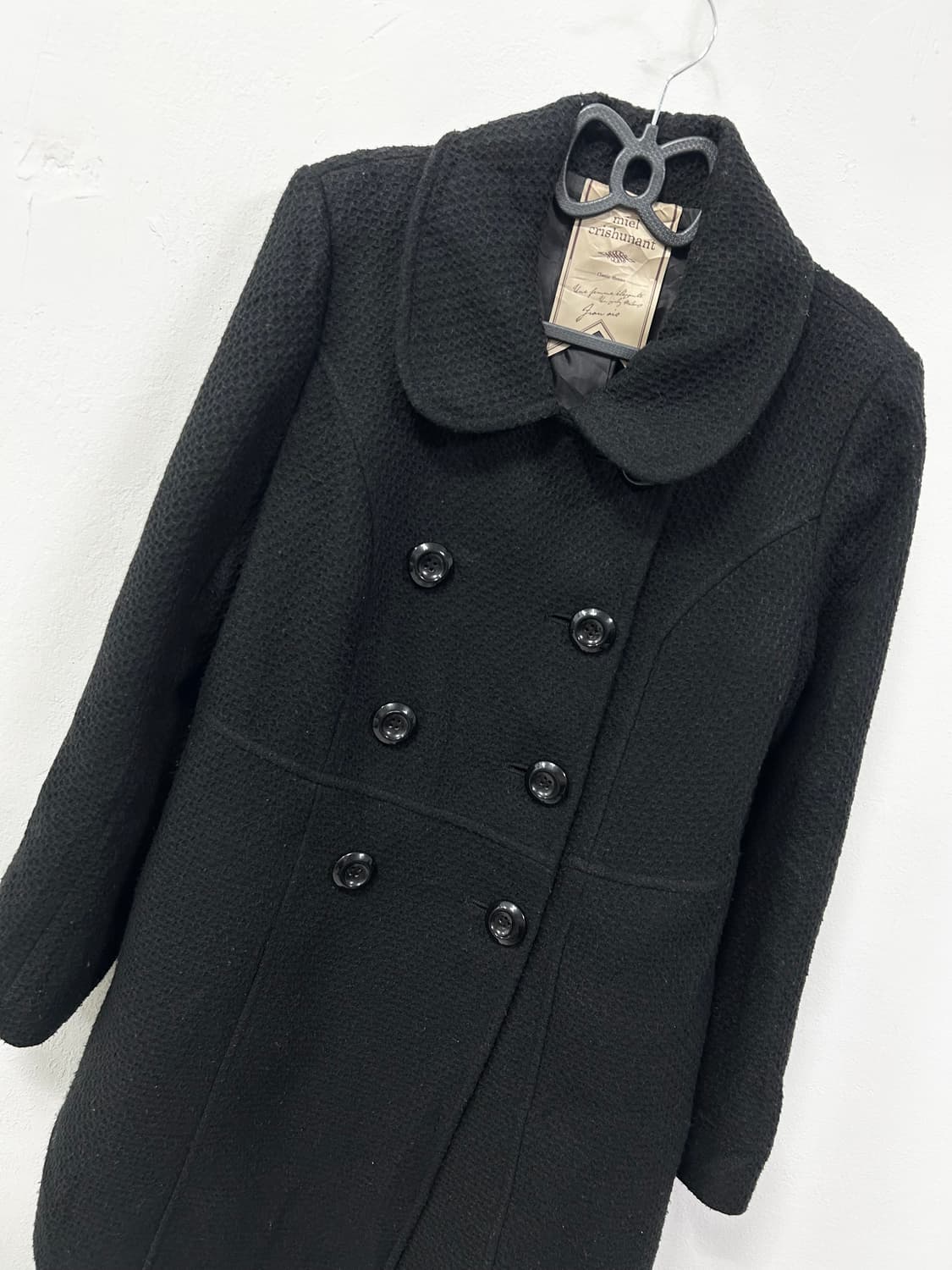 [MIEL] 도쿄걸 너드 블랙 롱코트 상품이미지8