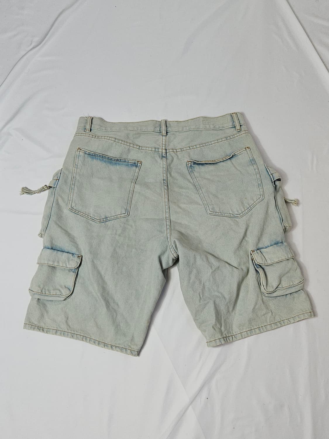 자라 ZARA 데님 유틸리티 버뮤다 쇼츠 카고포켓 숏팬츠 34 블루그린 상품이미지4