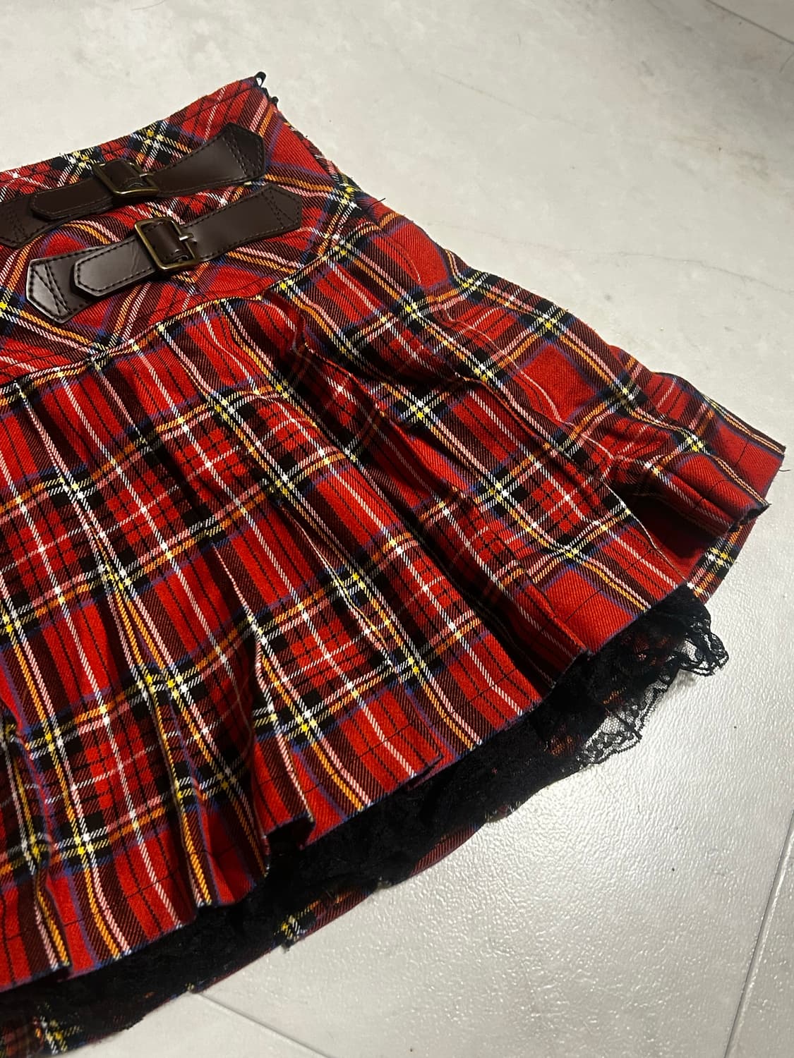 펑크 타탄체크 레이스벨트스커트 나나깔 에이치나오토 매드펑크 상품이미지2