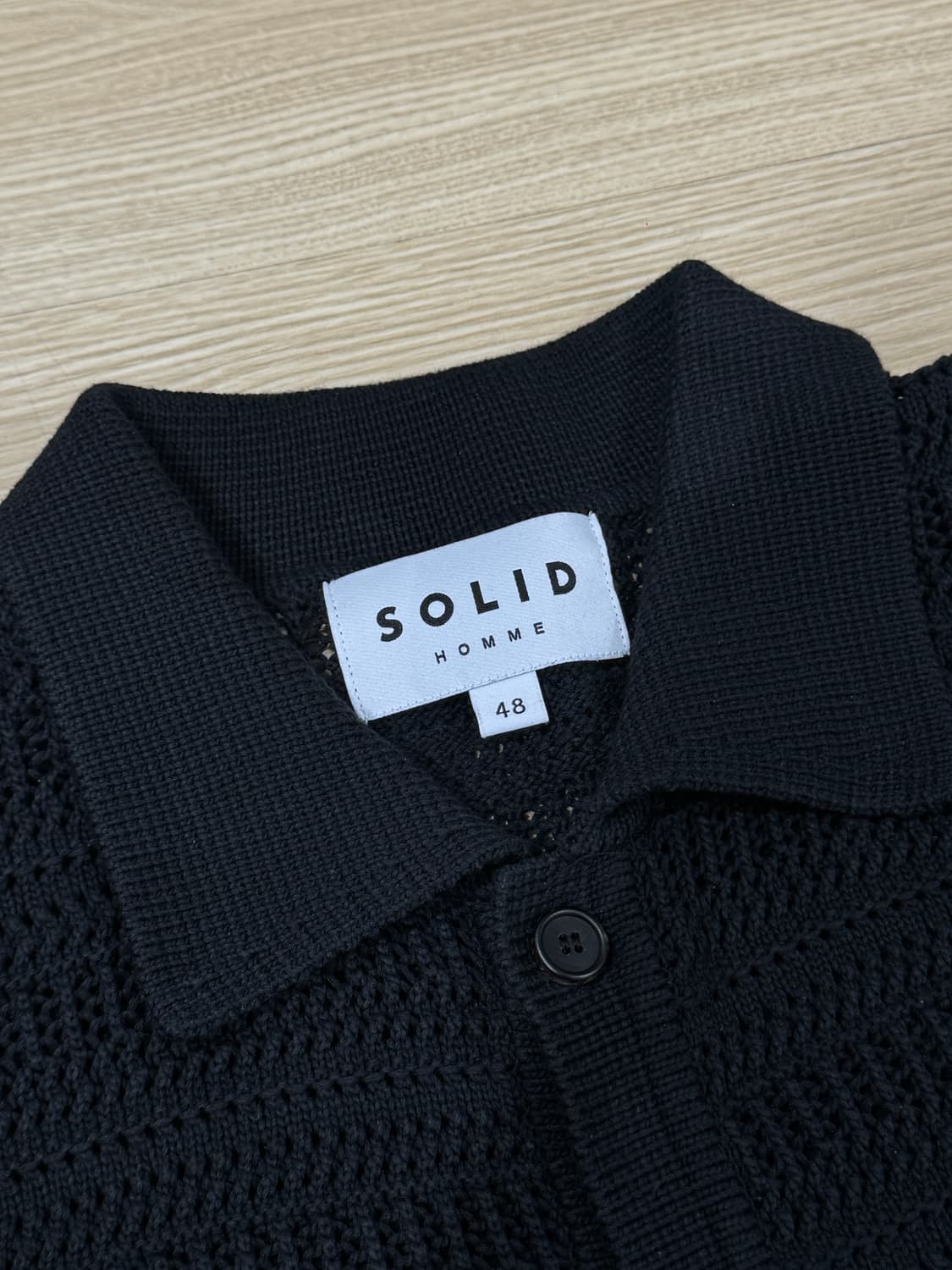 [48] 솔리드옴므 24SS 메쉬 가디건 블랙 상품이미지2