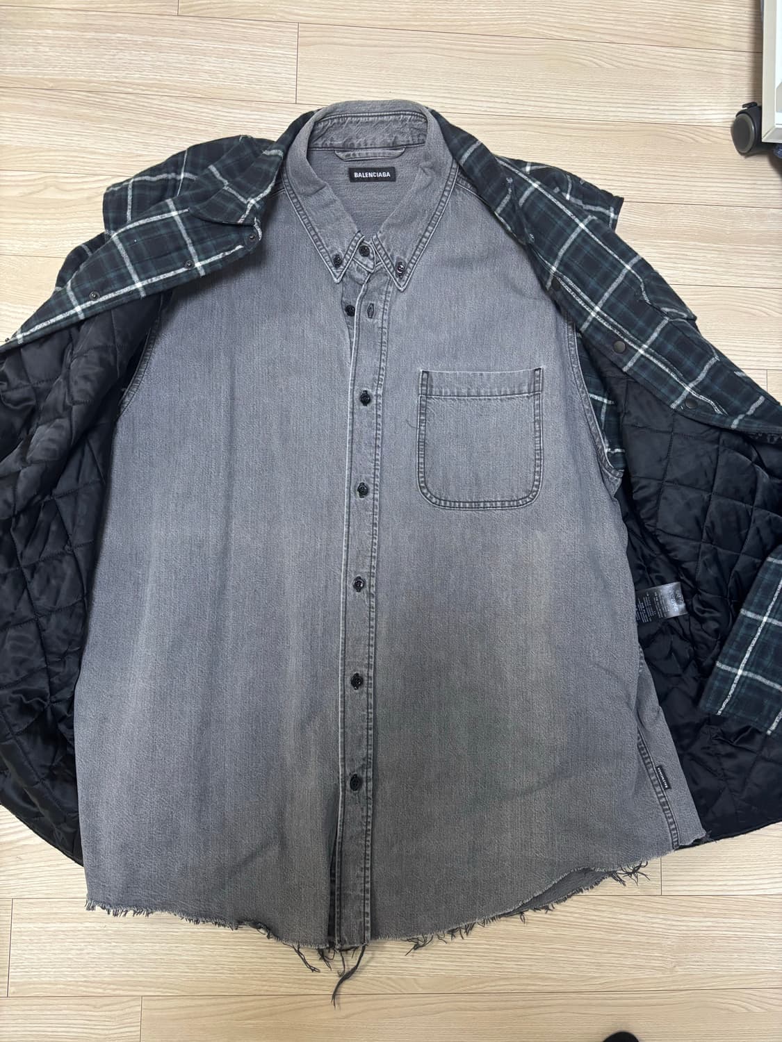 발렌세아가 레이어드 데님 셔츠 자켓 뎀나 상품이미지1