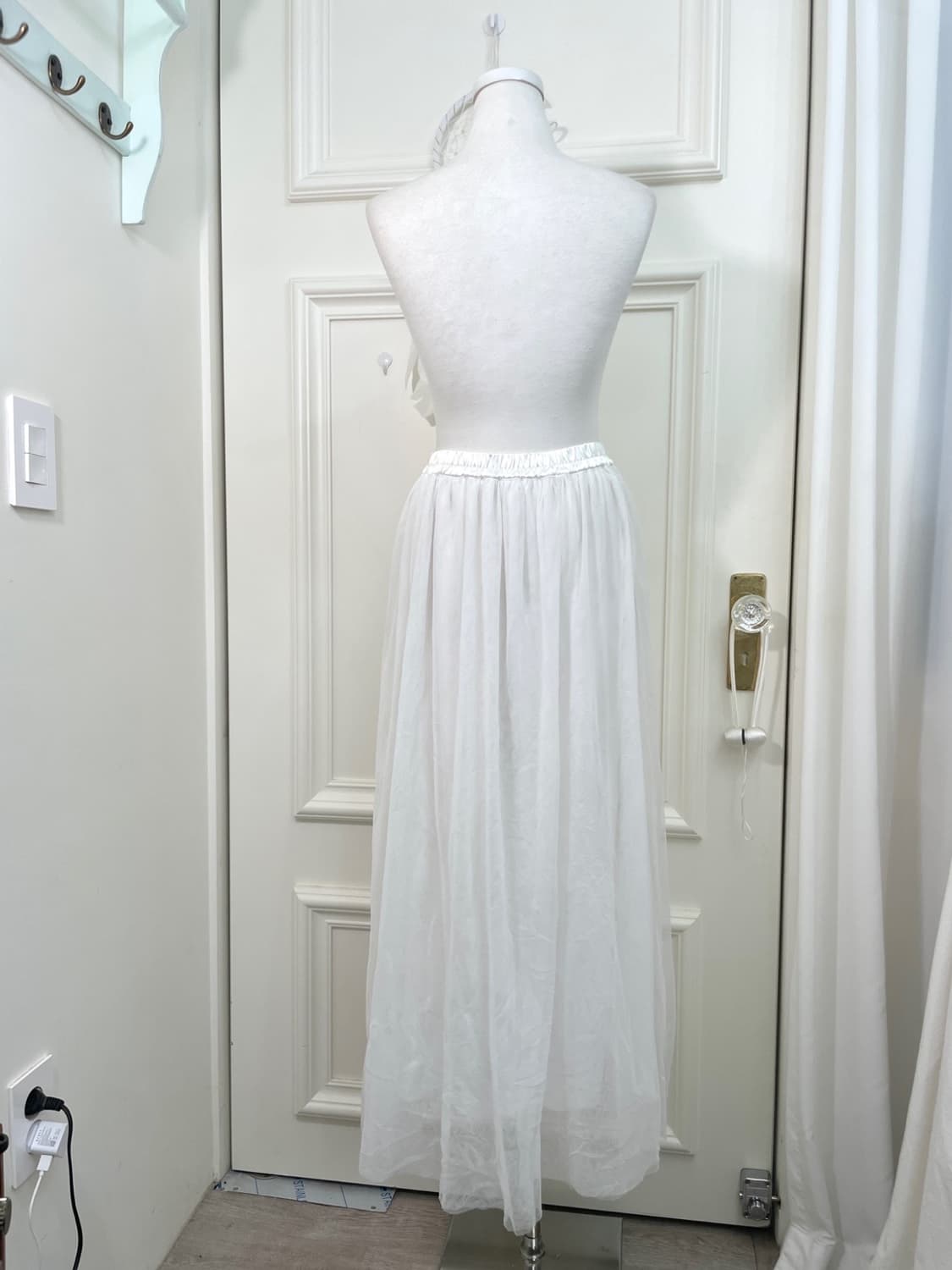 white tule banding long skirt(size-L) 상품이미지3
