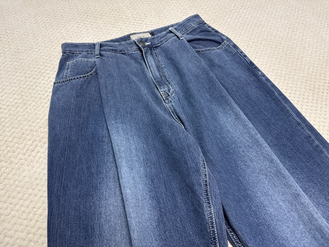 [3] 비긴202 원턱 와이드 슬랙스 데님 팬츠 [페이디드 블루] 상품이미지5