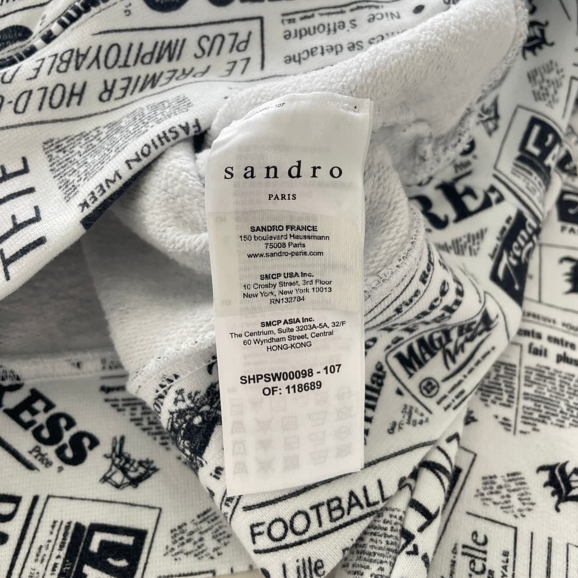 산드로 옴므 뉴스페이퍼 후드 상품이미지9