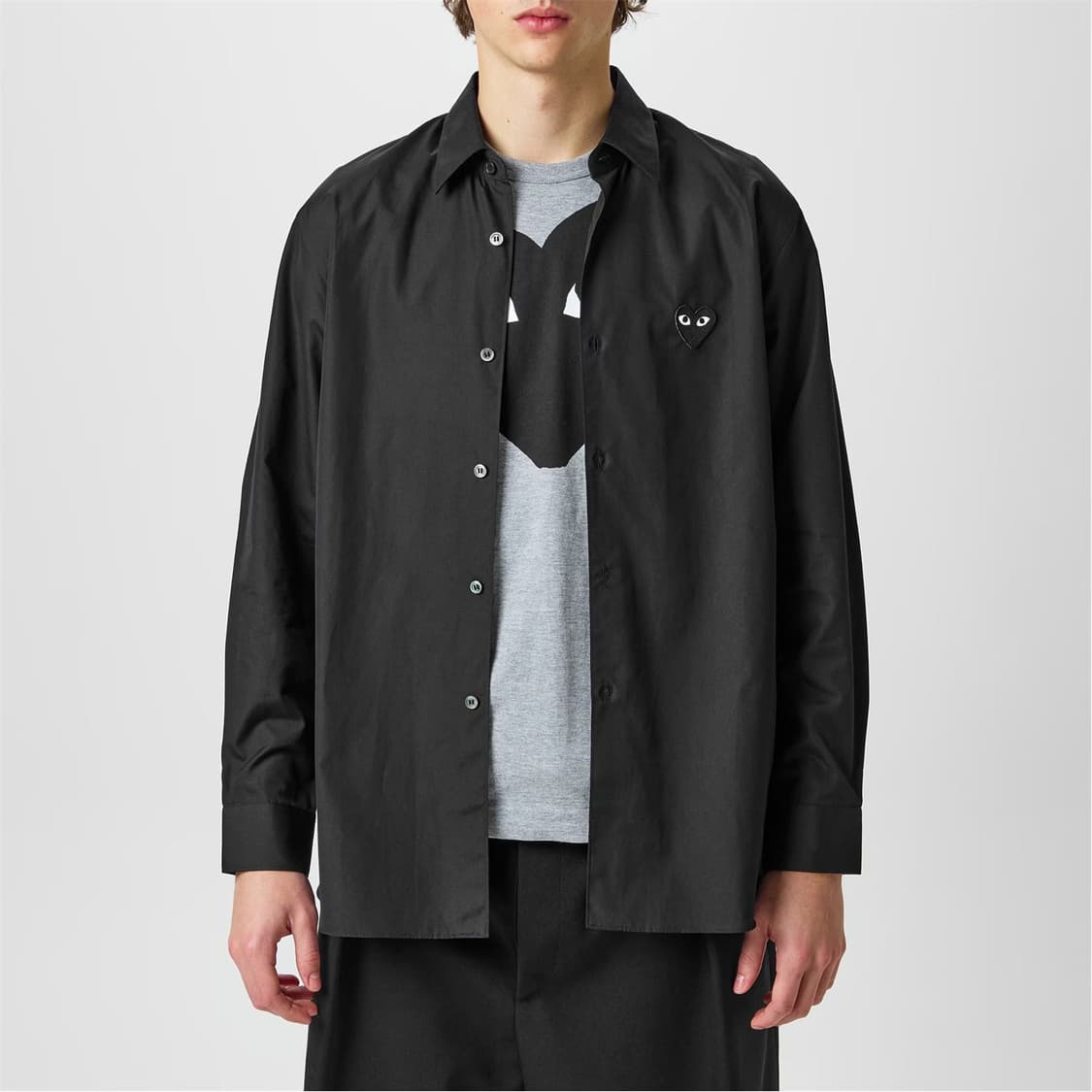 꼼데가르송 하트 패치 포플린 셔츠 블랙 상품이미지5