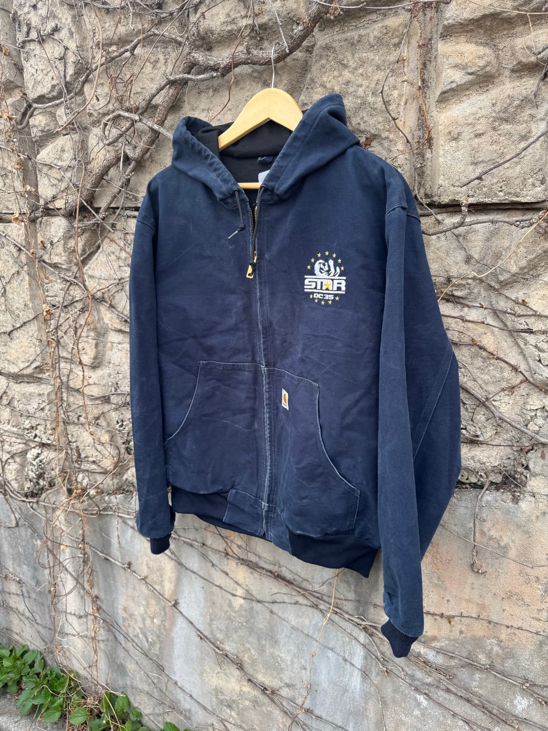 칼하트 빈티지 j131 네이비 페이딩 덕 액티브 후드 워크 자켓 상품이미지3