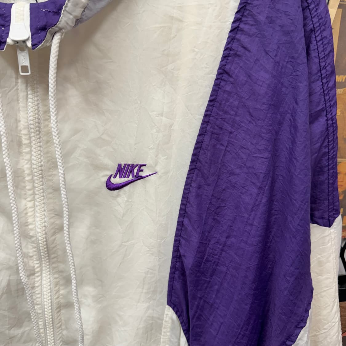 90s 나이키 바람막이 전면 로고 포인트 화이트퍼플 상품이미지5