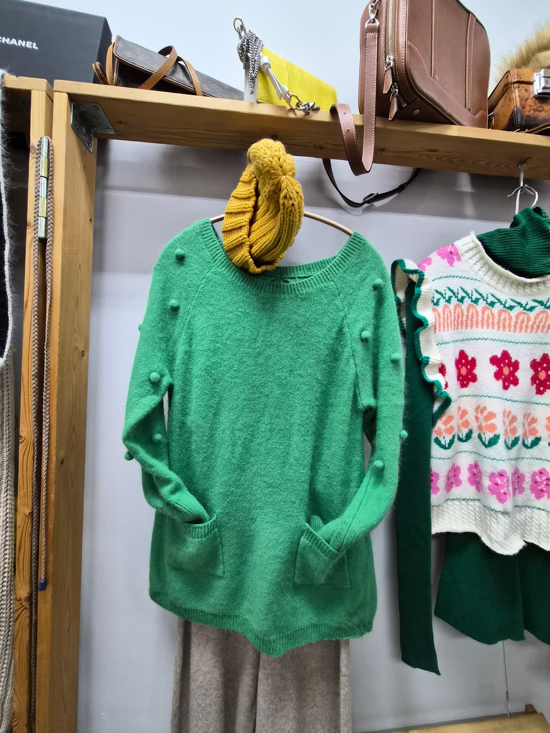 그린 백리본 포켓니트. 캐시미어 100% 니트스커트 상품이미지2