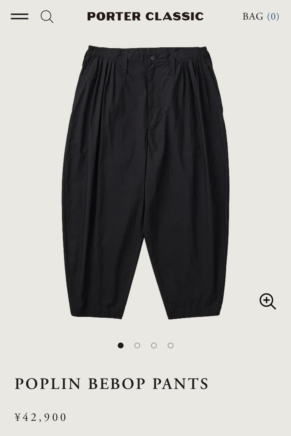 PORTER CLASSIC POPLIN BEBOP PANTS S SIZE 상품이미지1