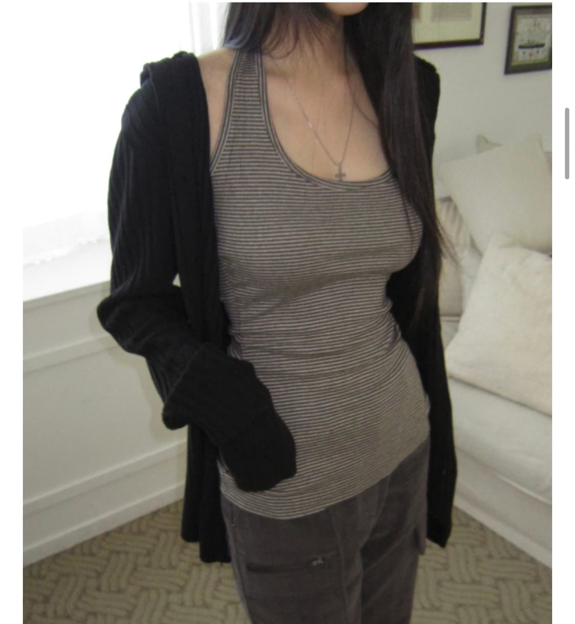 이즈이즈 DROP HOOD CARDIGAN_BLACK 후드 상품이미지1