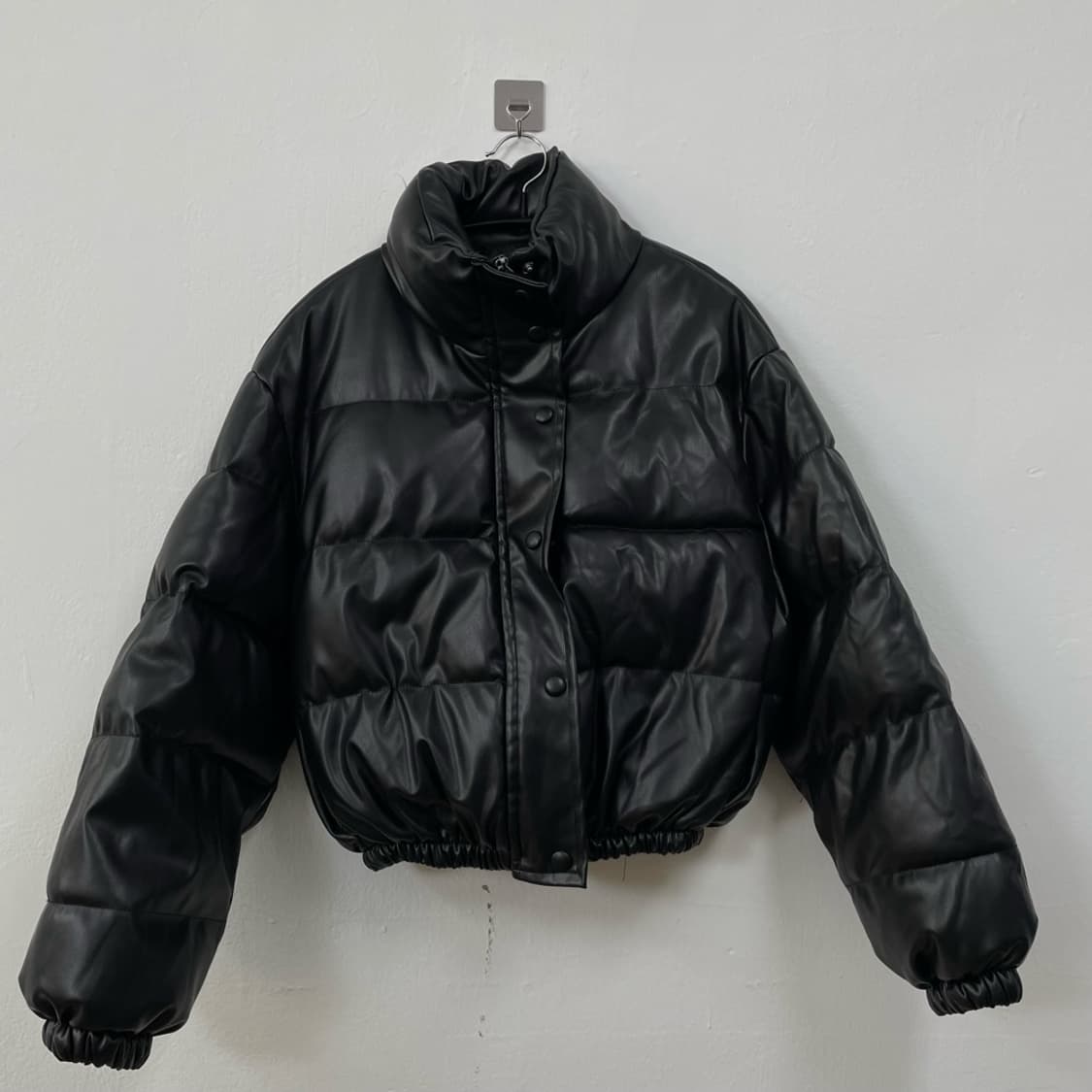블랙 페이크 레더 숏 패딩 XL 상품이미지7