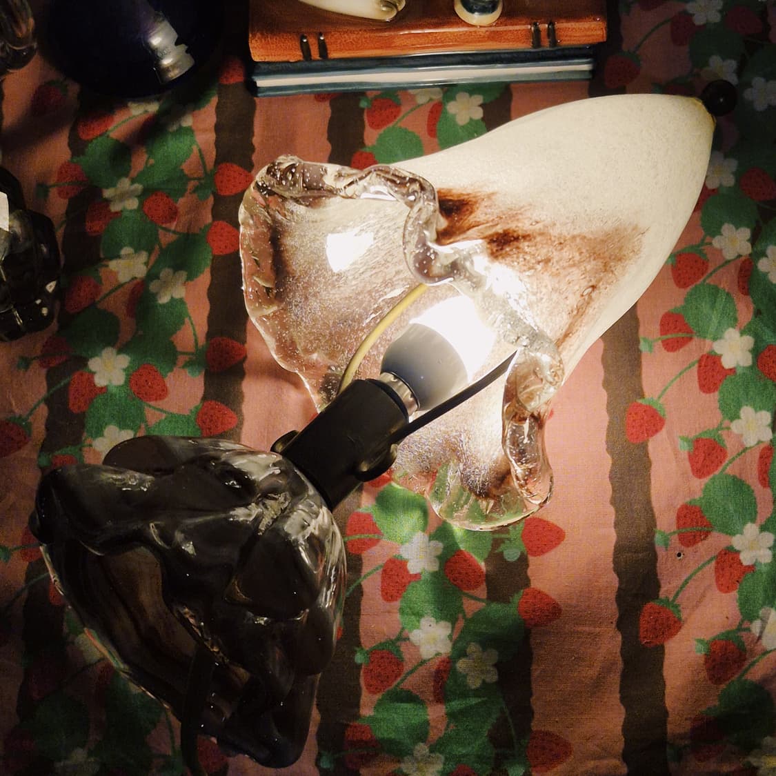 70s 레어 이와타 핸드블로운 퍼플 마블 꼬깔 램프 상품이미지8