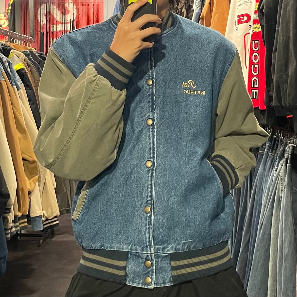 [IM] VTG 빈티지 데님 카키 바시티 자켓 상품이미지5
