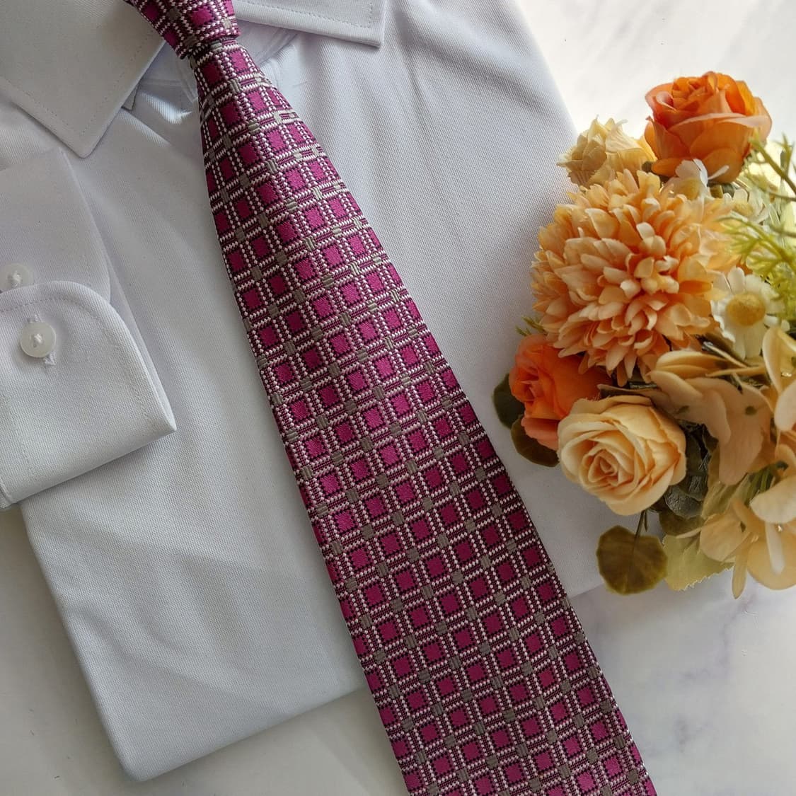 베르사체 실크 핑크 다이아 패턴 넥타이 9.2cm A+등급 K1397
 상품이미지7