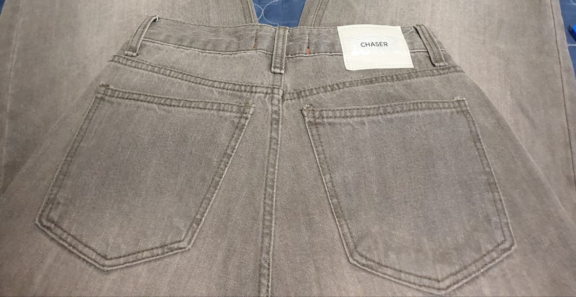 원원체이서 빈티지 피그먼트 워싱 와이드 데님팬츠 그레이 (S) 상품이미지2