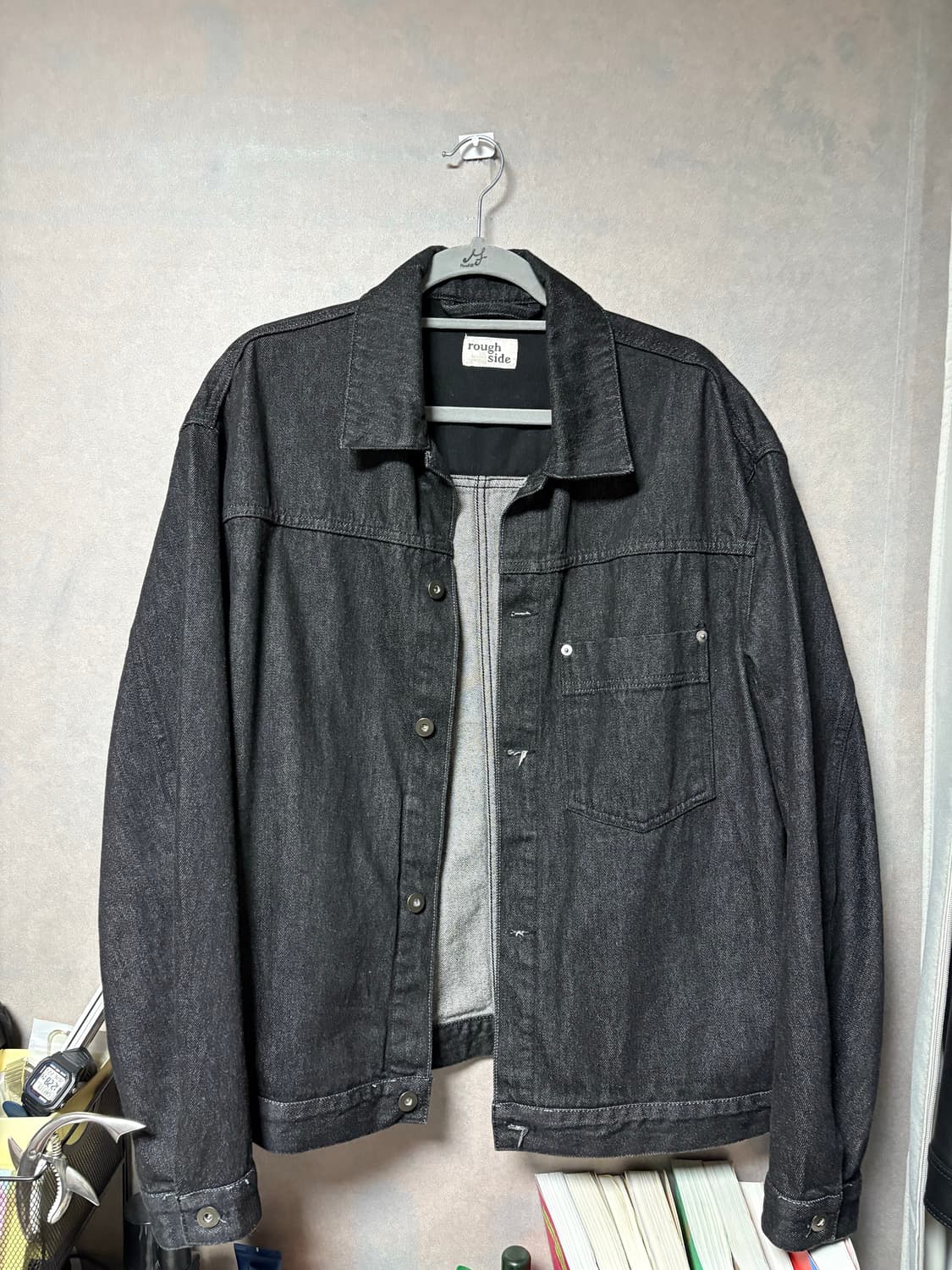 러프사이드 드레이프 데님 자켓 블랙 2사이즈 상품이미지2